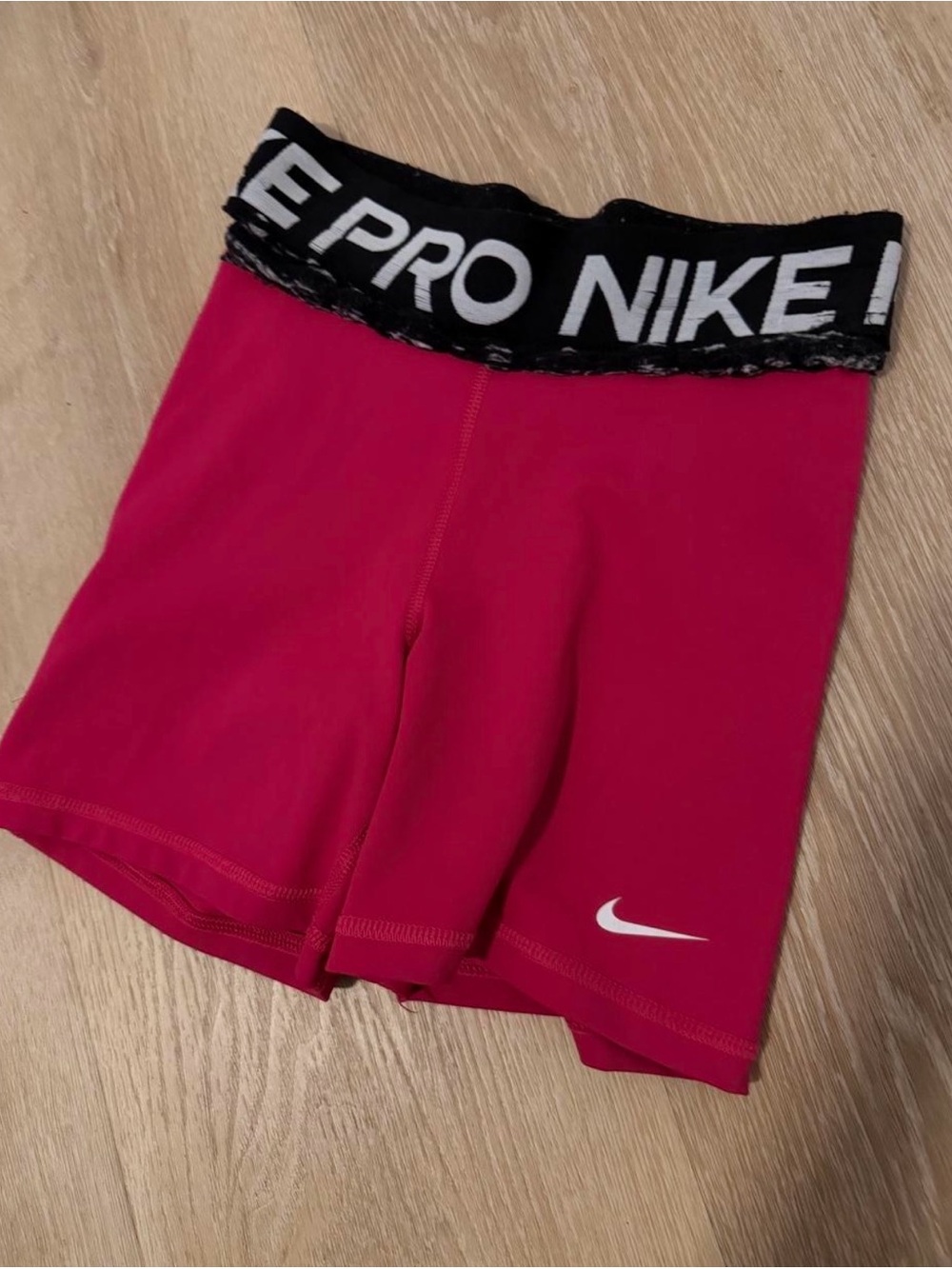 Nike Girls' Hot Pink Pro Compression Shorts with Black Waistband